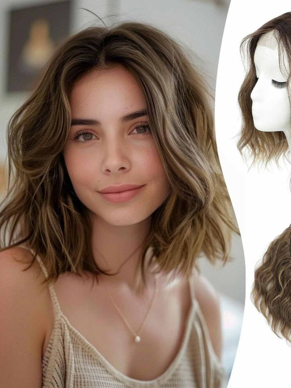 Women’s Shoulder-Length Wavy Lace Front Wig in Ash Brown